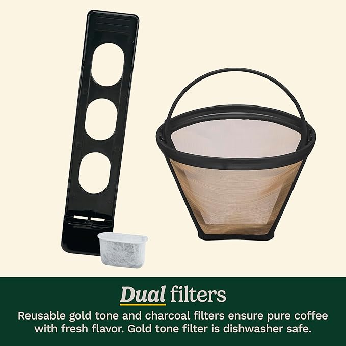 12-Cup Brew Central Coffee Maker Black Stainless Steel Programmable Brewer Machine