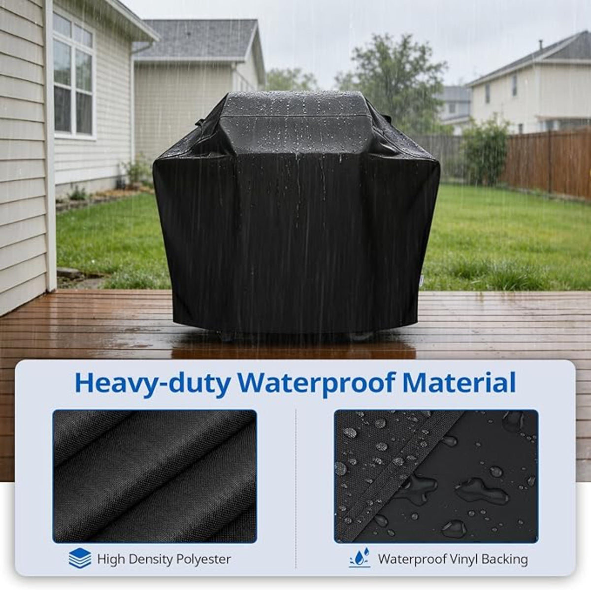 SunPatio 55 Inch Heavy Duty Waterproof Grill Cover Outdoor Protection Black