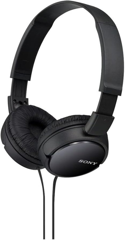 Wired On-Ear Stereo Headphones Lightweight Foldable Comfortable Black Audio Headset