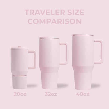 Traveler 32oz Insulated Tumbler with Handle Straw Pink Sand Travel Mug
