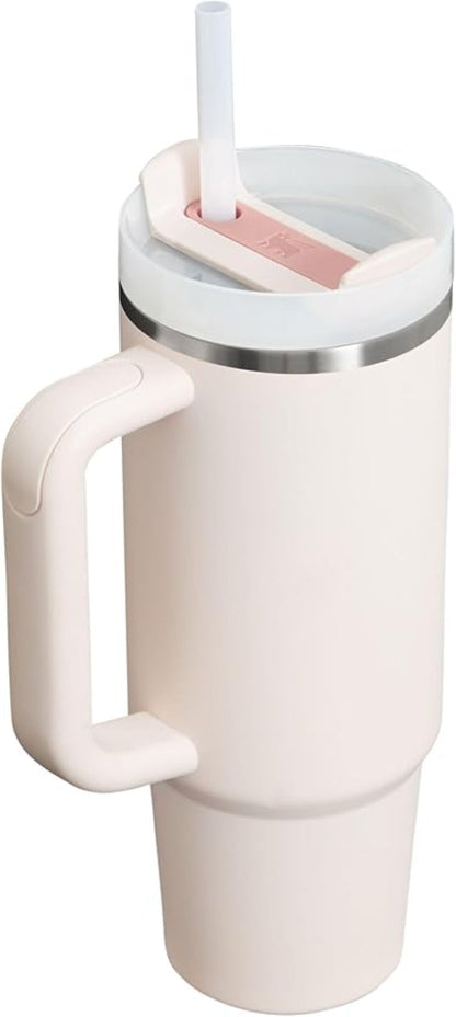 30oz Insulated Stainless Steel Tumbler Handle Straw BPA-Free Travel Cup Pink