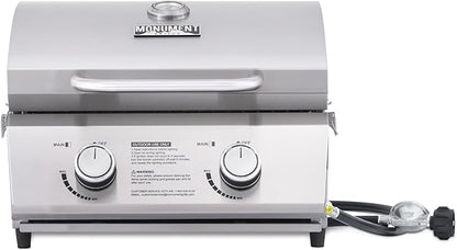 Monument Tabletop Propane Gas Grill Portable Stainless Steel Camping Outdoor Cooker