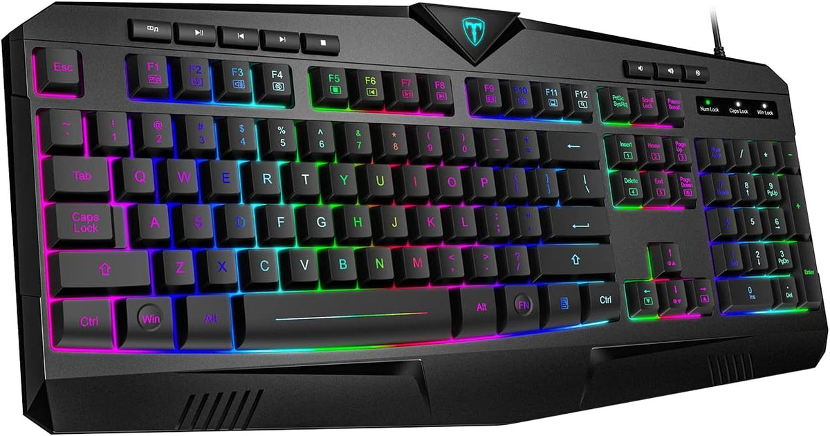 Full Size Wired Gaming Keyboard RGB Backlit Quiet Membrane Switches Black