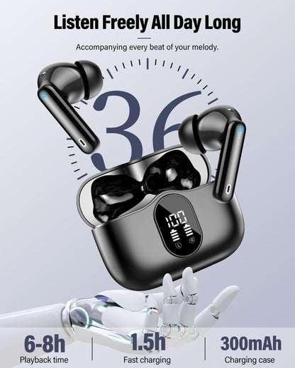 Wireless Noise Cancelling Earbuds Bluetooth In-Ear Headphones with Charging Case Audio