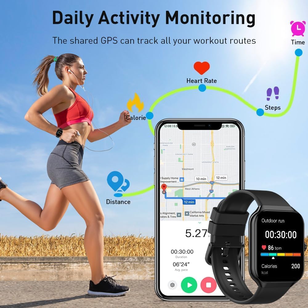 Smart Watch Bluetooth Calling HD Touchscreen Fitness Tracker Android iOS Compatible