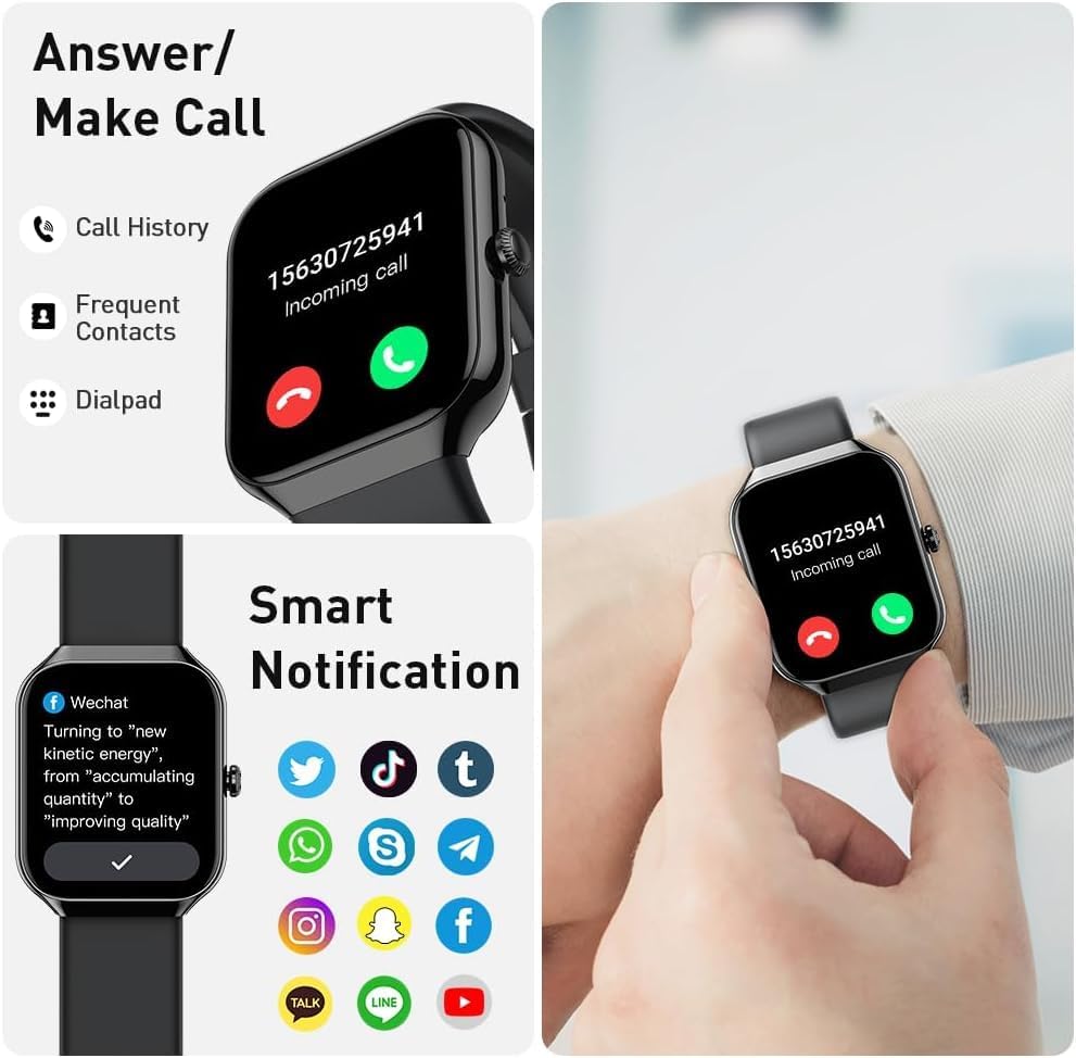 Smart Watch Bluetooth Calling HD Touchscreen Fitness Tracker Android iOS Compatible