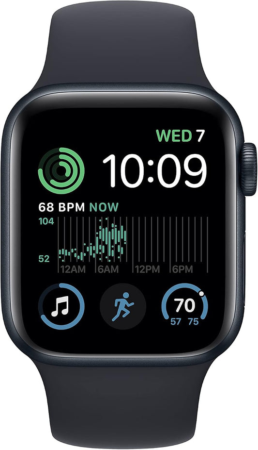 Apple Watch SE (2nd Gen) (GPS, 40mm) - Midnight Aluminum Case with Midnight Sport Band, S/M (Renewed)