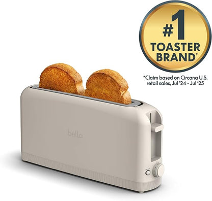 Bella 2-Slice Slim Toaster Long Slot Shade Control Oatmilk 900W Kitchen