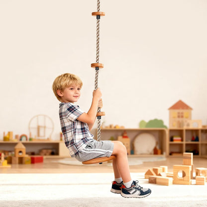 Cedar Wood Outdoor Swing Set Wave Slide Rock Wall Kids Playset