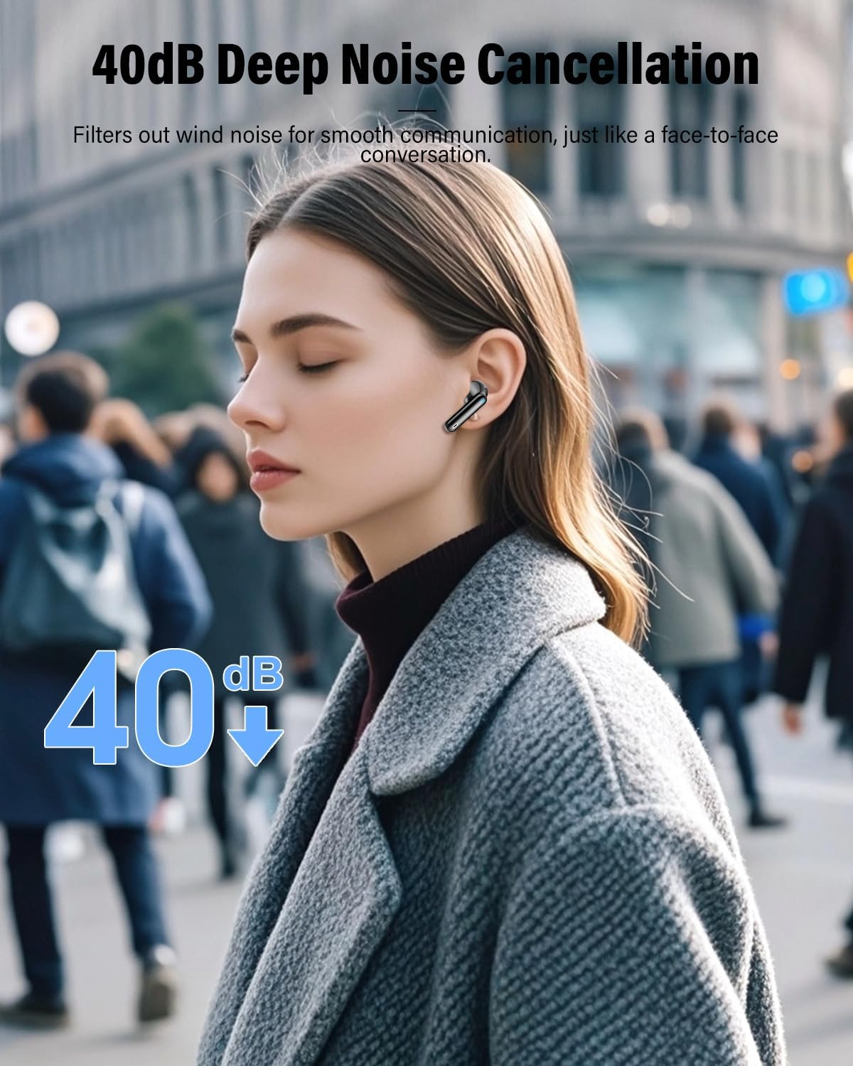 Wireless Noise Cancelling Earbuds Bluetooth In-Ear Headphones with Charging Case Audio