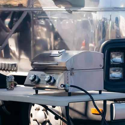 Monument Portable Tabletop Propane Gas Grill Stainless Steel Camping Cooker Outdoor