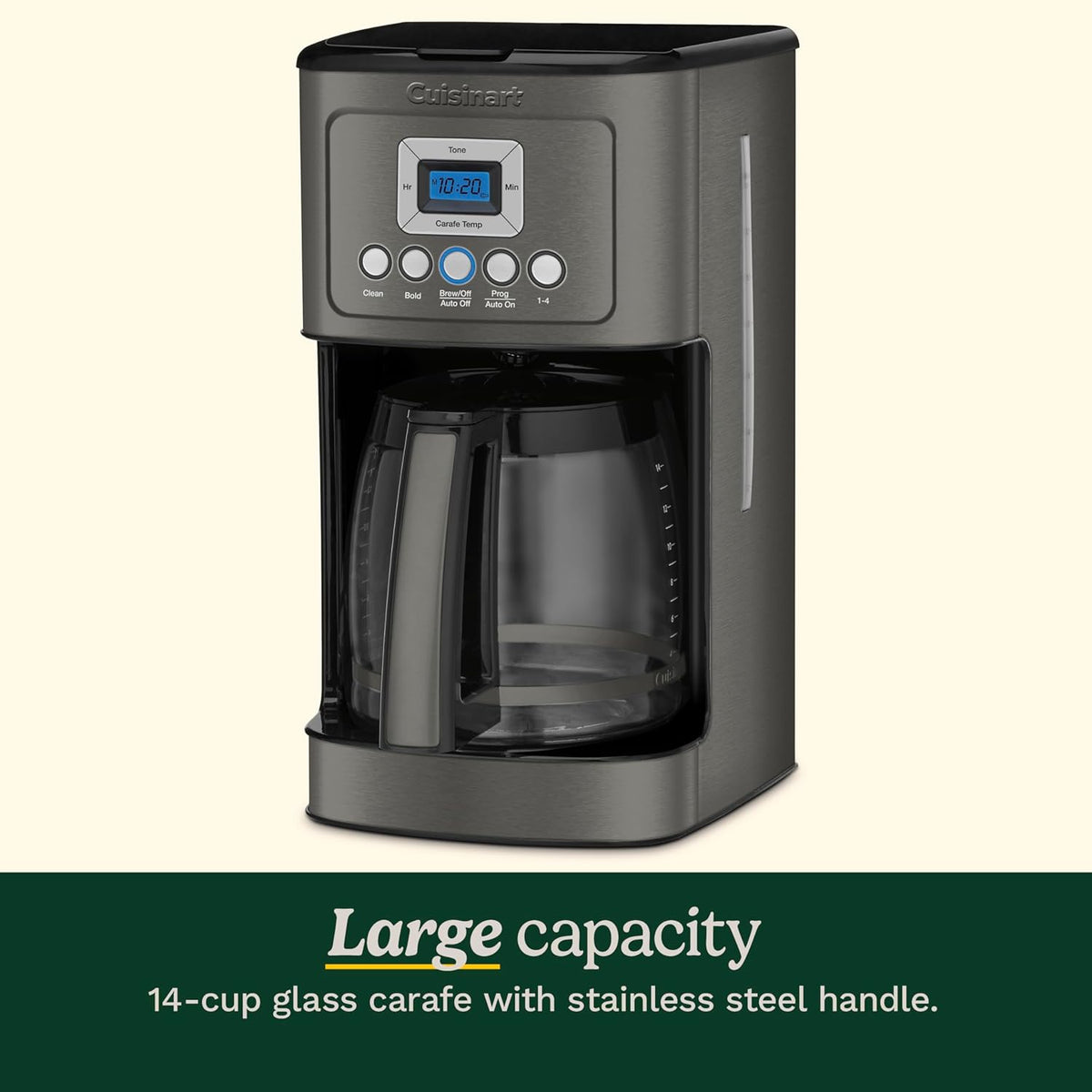 14-Cup Programmable Coffee Maker Glass Carafe Stainless Steel Brew Control Machine