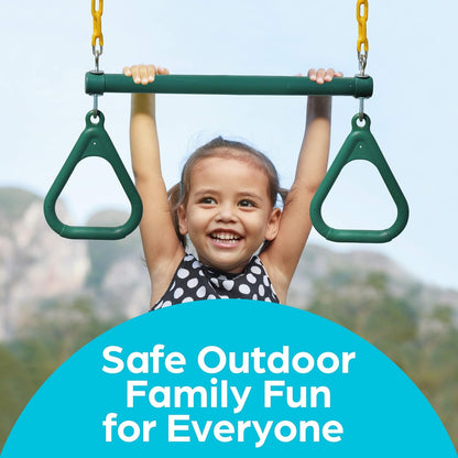 Cedar Wood Outdoor Swing Set Monkey Bars Wave Slide Adventure Playset