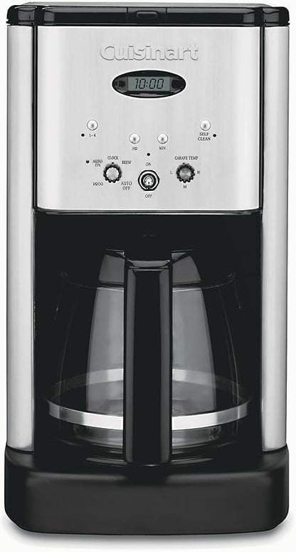 12-Cup Programmable Coffee Maker Brushed Chrome Glass Carafe Drip Brewing Machine