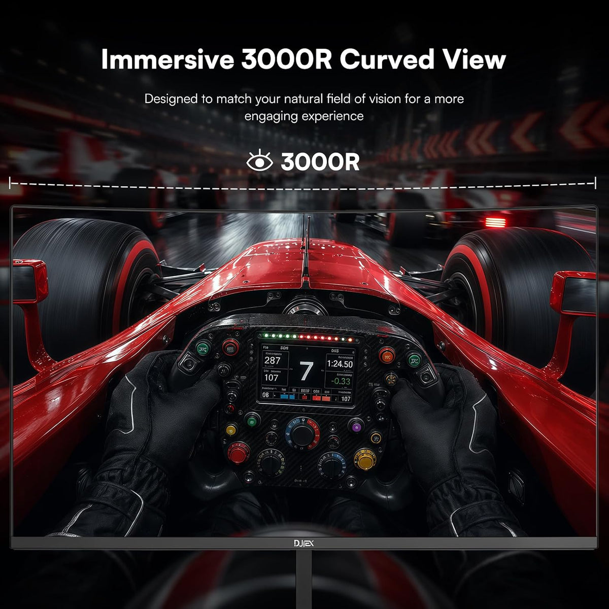 DJiEX 24 Inch Curved Gaming Monitor, FHD(1920 x1080), 180Hz | MPRT 1ms, 98% sRGB, FreeSync, HDMI DP Ports, Frameless, HDR10, VESA Mount75*75mm, Ideal for...