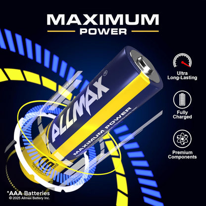 Allmax AAA Maximum Power Alkaline Batteries (12 Count) – 1.5V | Triple A • 10-Year Shelf Life • Leakproof Design • Ultra Long-Lasting • Maximum Performance