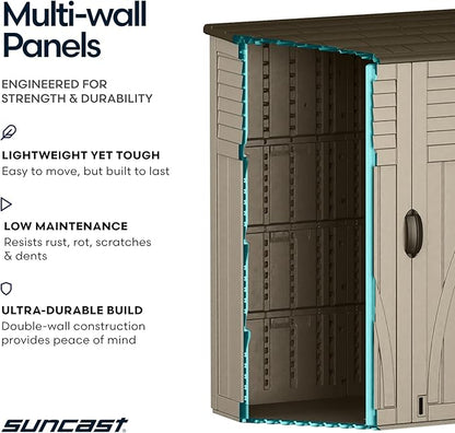 Suncast Outdoor Resin Storage Cabinet Weatherproof Vertical Garden Storage 54 Cubic Feet