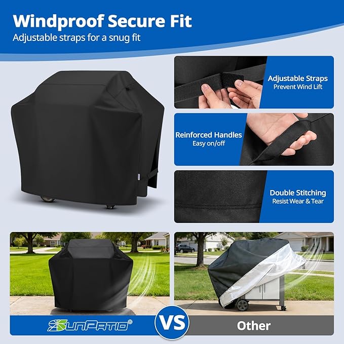 55 Inch Heavy Duty Waterproof Outdoor BBQ Grill Cover UV Protection Black