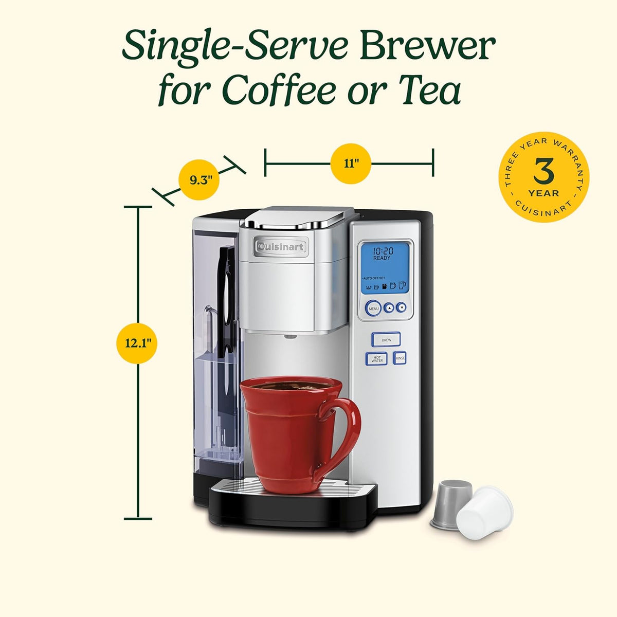 Single Serve Pod Coffee Maker Programmable Hot Water Dispenser Stainless Steel