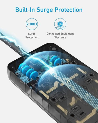 Power Strip Surge Protector Extension Cord with USB Charging Ports 20W
