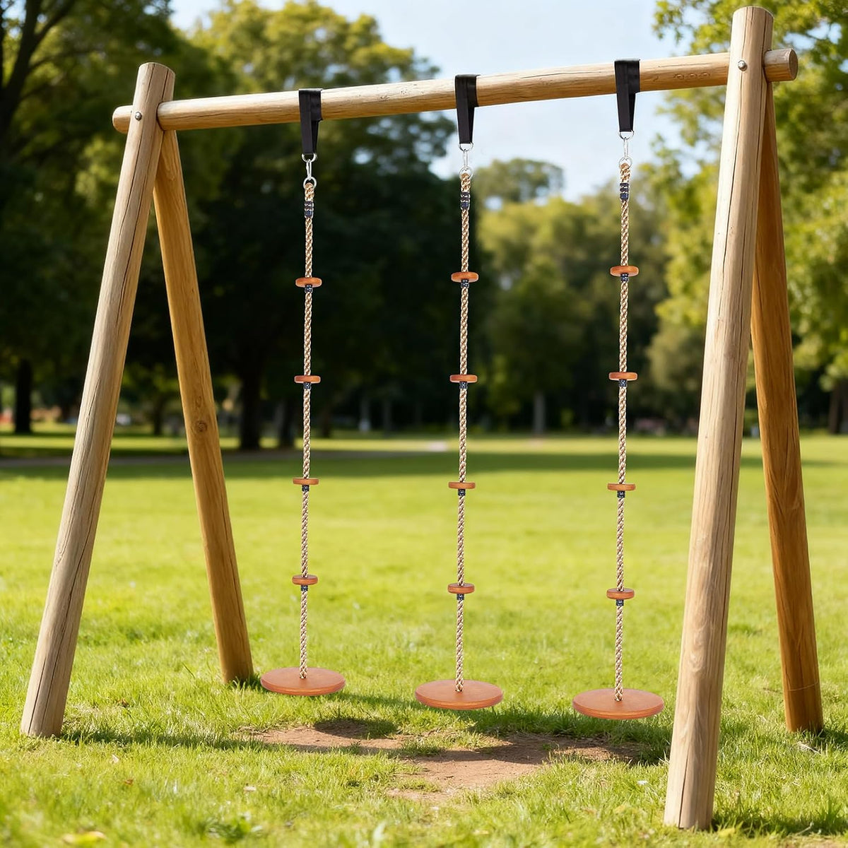 Cedar Wood Outdoor Swing Set Slide Rock Wall Kids Playset Adventure