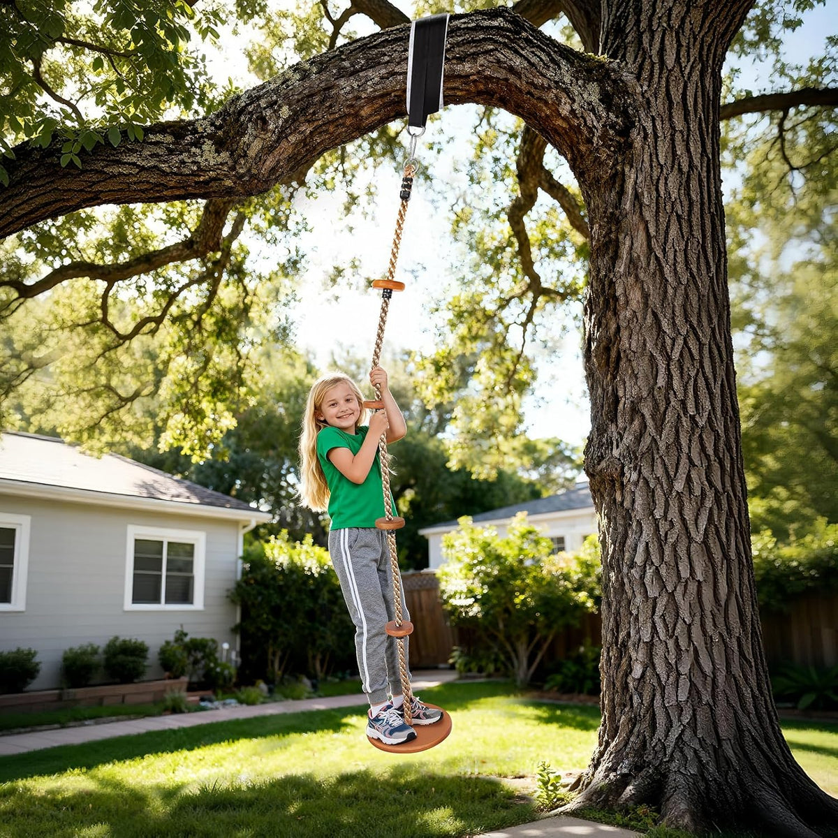 Cedar Wood Outdoor Swing Set Slide Rock Wall Kids Playset Adventure