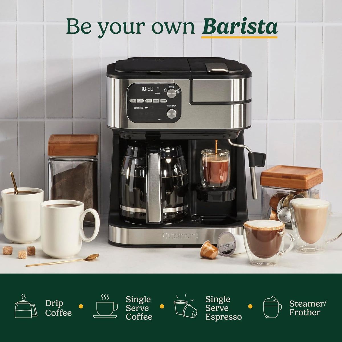 4-in-1 Coffee Maker Single Serve Pod Compatible Multi Brew Machine Black