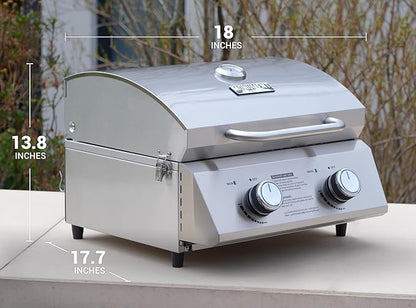 Monument Portable Tabletop Propane Gas Grill Stainless Steel Camping Cooker Outdoor