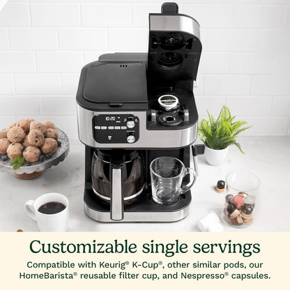 4-in-1 Coffee Maker Single Serve Pod Compatible Multi Brew Machine Black