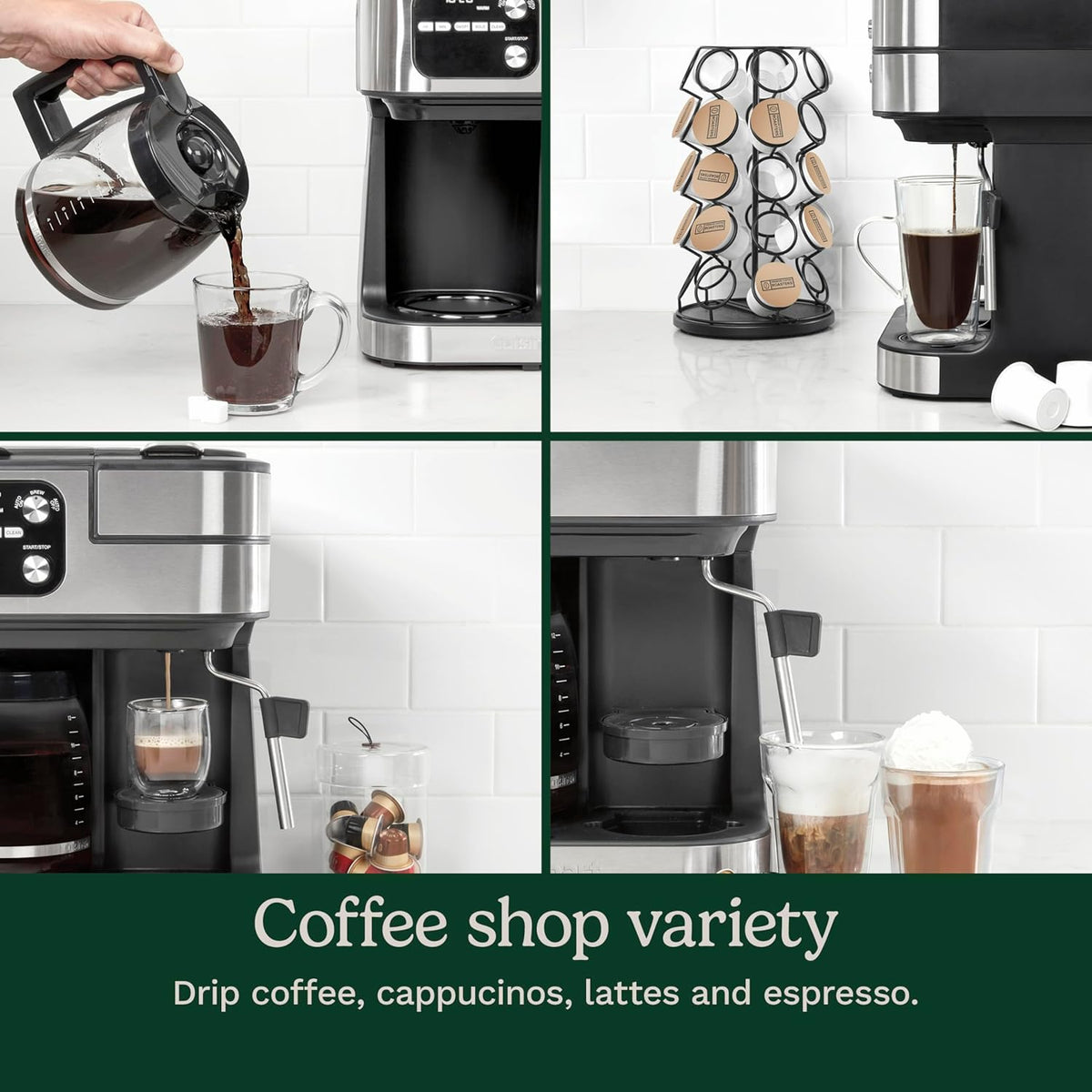 4-in-1 Coffee Maker Single Serve Pod Compatible Multi Brew Machine Black