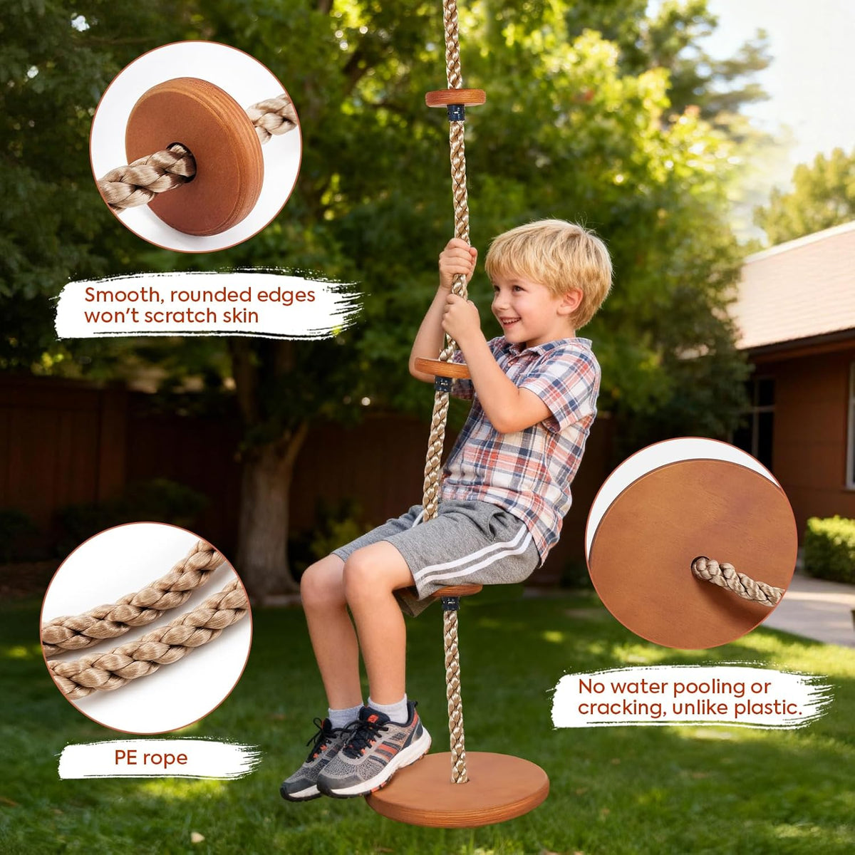 Cedar Wood Outdoor Swing Set Slide Rock Wall Kids Playset Adventure
